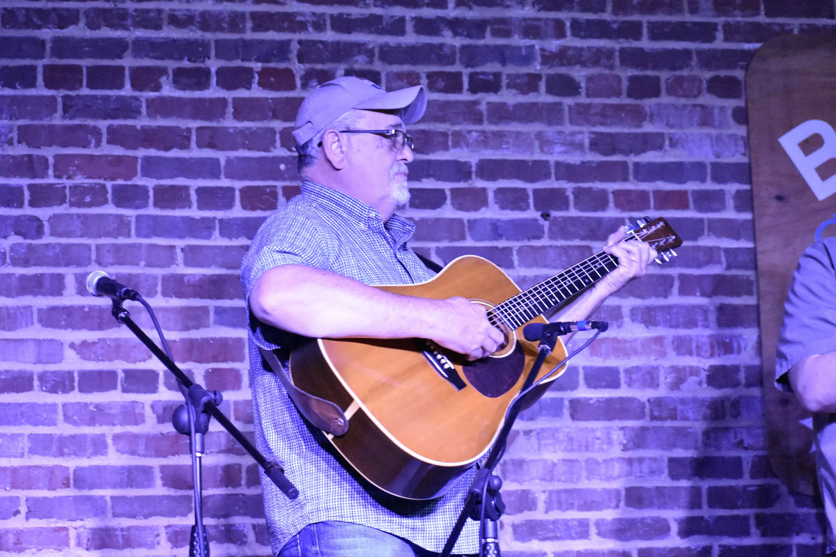 A Whitetop Mountain Band guitarist playing a dreadnought acoustic at Bristol Sessions Nights: The Carter Sessions, Bristol Listening Room, L.C. King Building, Bristol, Tennessee