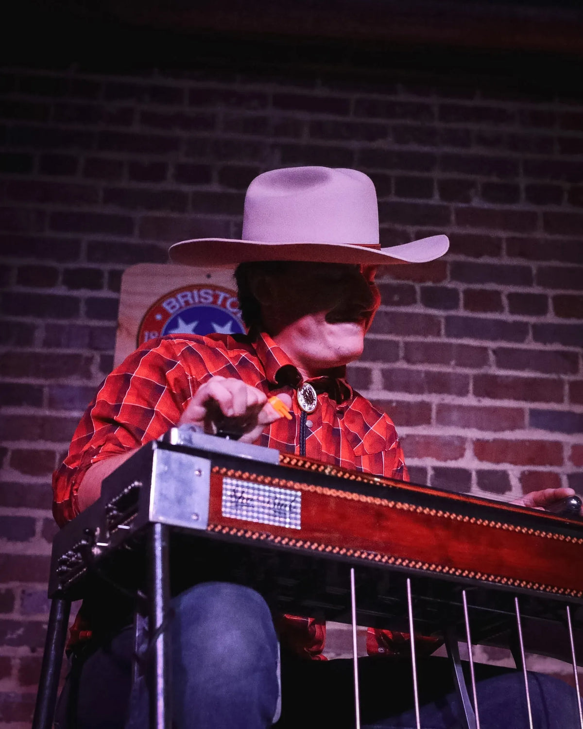 A pedal steel guitarist in a cowboy hat at Bristol Sessions Nights: A True Taste of Tennessee, Bristol Listening Room, L.C. King Building, Bristol, Tennessee